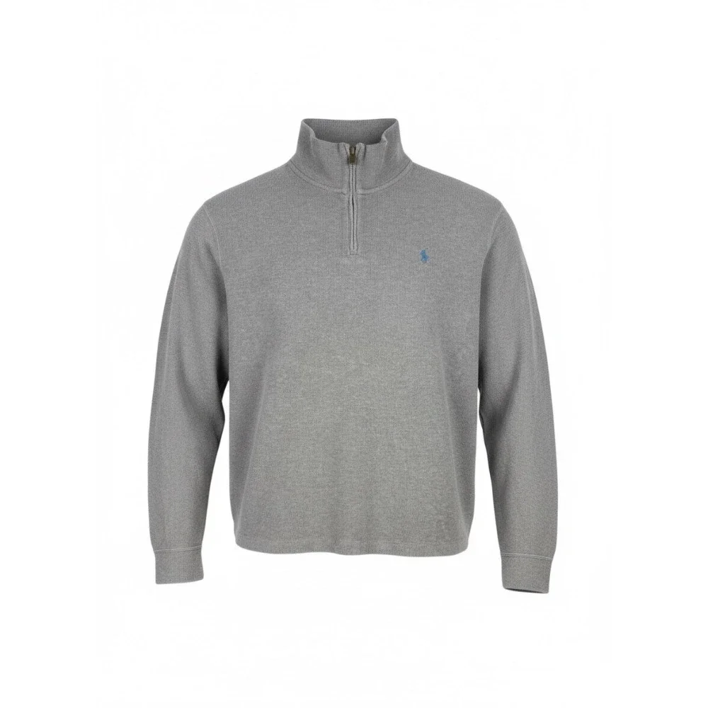 Polo Ralph Lauren Quarter Zip Pullover Brown Blue Pony Men's XXL Sweater‎ Preppy